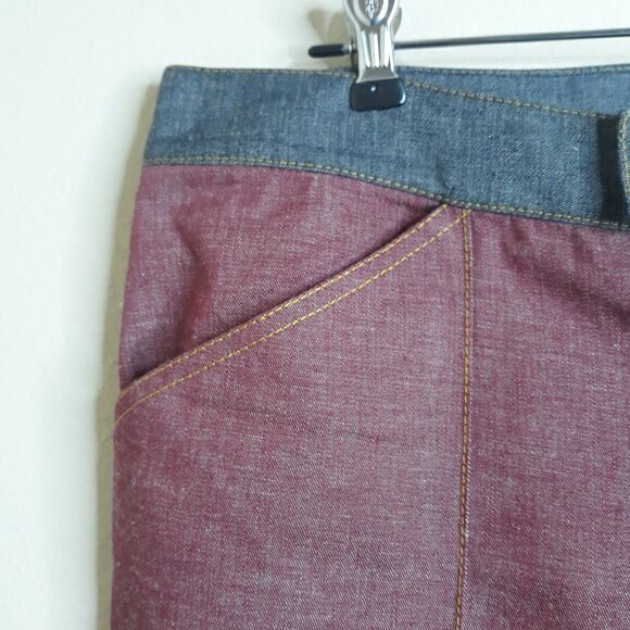 NWT Y2K Derek Lam 10 Crosby Cropped Color Block Chambray Pants 12 - Picture 3 of 12